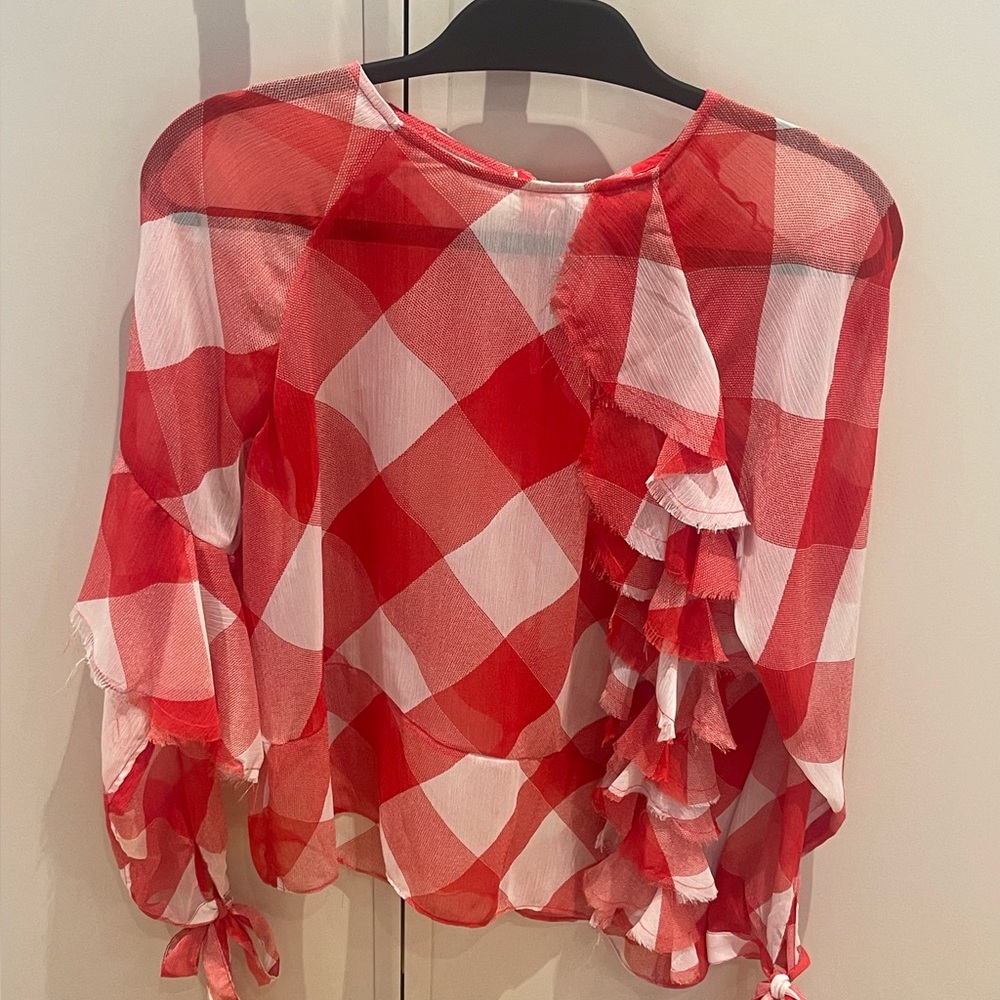 ASOS Red and White Sheer Blouse